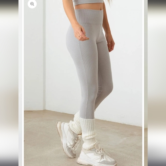 🩶 Gray Contrast Ribbed High Waist Set - Picture 5 of 5